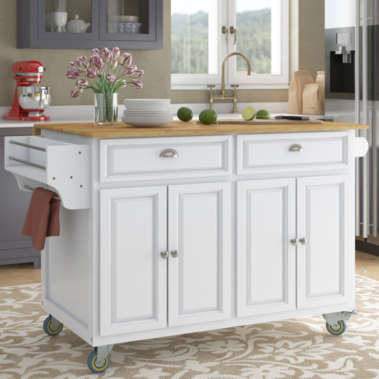 Winston Porter Bundrage 57.48'' Wide Rolling Kitchen Cart with Solid Wood Top & Reviews Wayfair